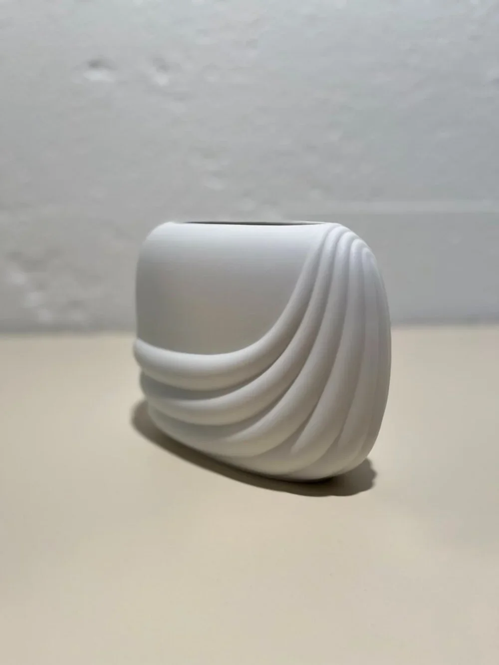 Rosenthal Studio Line Vintage Porcelain Curved Geometric Bisque Vase